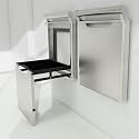 Foldable Metal Wall-Mounted Shoe Changing Stool with Soft Pad - Multifunctional Hidden Footstool Chair, Space-Saving Invisible Pull-Out Bench for Entryway and Home Use