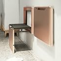 Foldable Metal Wall-Mounted Shoe Changing Stool with Soft Pad - Multifunctional Hidden Footstool Chair, Space-Saving Invisible Pull-Out Bench for Entryway and Home Use