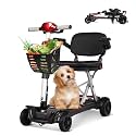 Foldable Mobility Scooter for Seniors Adults, 4 Wheel Electric Mobility Scooter,Lightweight Folding Travel Mobility Scooters with Basket,All Terrain,Airlines Approved,Red