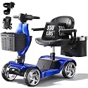Foldable Mobility Scooters for Seniors,Blue Powered Electric Mobility Scooter,330LBS Capacity,15.5-Mile Range,4 Wheel Lightweight Mobility Scooters for Adults,Folding Travel Motorized Scooter