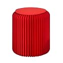 Foldable Paper Bench with PU Seat， Portable Accordion Chair, Used for Entrances, Cafes, Footstools(Red,32x30cm/12.6x11.8)