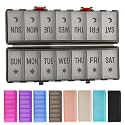 Foldable Pill Organizer 2 Times a Day w/Etched Labels -Dual Protection & Portable Weekly AM PM Pill Box, 7 Day Medicine Container, Large Travel Pill Case for Daily Supplement Vitamin -Clear Black