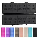 Foldable Pill Organizer 2 Times a Day w/Etched Labels -Dual Protection & Portable Weekly AM PM Pill Box, 7 Day Medicine Container, Large Travel Pill Case for Week Daily Supplement Vitamin - All Black