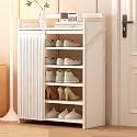 Foldable Shoe Rack No Assembly Required Bamboo Shoe Indoor/Outdoor Storage Shelf Independent Shoe Cabinet for Entryway Camping 2 Tier Black Color(White-6 Layers 19.7in)
