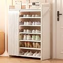 Foldable Shoe Rack No Assembly Required Bamboo Shoe Indoor/Outdoor Storage Shelf Independent Shoe Cabinet for Entryway Camping 2 Tier Black Color(White-7 Layers 27.5in)