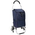 Foldable Shopping Cart with Wheels, Lightweight Aluminum Frame, Removable Waterproof Oxford Cloth Bag, Blue (Blue + Aluminium-1)