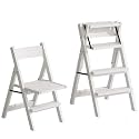 Foldable Step Stool Chair - 4-Step Wooden Ladder Compact Folding Stool for Home Kitchen Indoor Use Lightweight and Durable Space-Saving Design