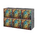 Foldable Storage Bin for Clothes Stained Glass Art Collapsible Fabric Storage Cubes Bins