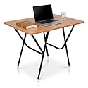 Foldable Study Table, Beech, Engineered Wood Top with Powder-Coated Metal Frame, Multipurpose Folding Table for Home and Office