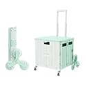 Foldable Utility Rolling Cart - Portable Grocery Cart on Wheels, Collapsible Handcart for Moving, Shopping Trolley for Dorm, Camping, Travel, Office