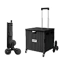 Foldable Utility Rolling Cart - Portable Grocery Cart on Wheels, Collapsible Handcart for Moving, Shopping Trolley for Dorm, Camping, Travel, Office
