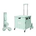 Foldable Utility Rolling Cart - Portable Grocery Cart on Wheels, Collapsible Handcart for Moving, Shopping Trolley for Dorm, Camping, Travel, Office