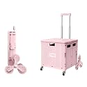 Foldable Utility Rolling Cart - Portable Grocery Cart on Wheels, Collapsible Handcart for Moving, Shopping Trolley for Dorm, Camping, Travel, Office