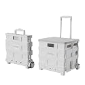Foldable Utility Rolling Cart - Portable Grocery Cart on Wheels, Collapsible Handcart for Moving, Shopping Trolley for Dorm, Camping, Travel, Office