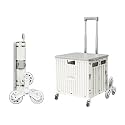 Foldable Utility Rolling Cart - Portable Grocery Cart on Wheels, Collapsible Handcart for Moving, Shopping Trolley for Dorm, Camping, Travel, Office