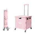 Foldable Utility Rolling Cart - Portable Grocery Cart on Wheels, Collapsible Handcart for Moving, Shopping Trolley for Dorm, Camping, Travel, Office