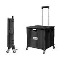 Foldable Utility Rolling Cart - Portable Grocery Cart on Wheels, Collapsible Handcart for Moving, Shopping Trolley for Dorm, Camping, Travel, Office