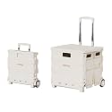 Foldable Utility Rolling Cart - Portable Grocery Cart on Wheels, Collapsible Handcart for Moving, Shopping Trolley for Dorm, Camping, Travel, Office