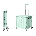 Foldable Utility Rolling Cart - Portable Grocery Cart on Wheels, Collapsible Handcart for Moving, Shopping Trolley for Dorm, Camping, Travel, Office