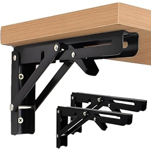 foldable wall shelf bracket set metal folding support brackets with mounting screws