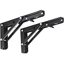 Foldable Wall Shelf Bracket Set, Metal Folding Support Brackets with Mounting Screws (20 CM)