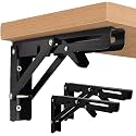 Foldable Wall Shelf Bracket Set, Metal Folding Support Brackets with Mounting Screws