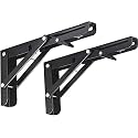 Foldable Wall Shelf Bracket Set, Metal Folding Support Brackets with Mounting Screws (40 CM)