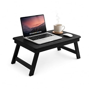foldable wooden laptop table for bed amp sofa  adjustable laptop desk with tilt top cup slot drawer  ergonomic study work table for home office reading writing use black