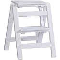 Foldable Wooden Step Stool - Lightweight 3-Step Ladder Chair for Home & Kitchen - Sturdy Wide Footrest Easy Storage Portable Tread Stool for All Ages(White,2 Steps)