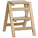 Foldable Wooden Step Stool - Lightweight 3-Step Ladder Chair for Home &amp; Kitchen - Sturdy Wide Footrest Easy Storage Portable Tread Stool for All Ages(Wood Color,2 Steps)