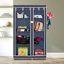 Alloy Steel Foldable 2 Door / 8 Shelves Wardrobe (Navy Blue)