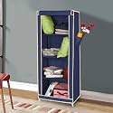 FOLDON FD140 Portable Metal Frame Wardrobe Closet (Navy Blue)