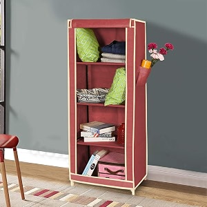 foldon fd140 portable metal frame wardrobe closet maroon