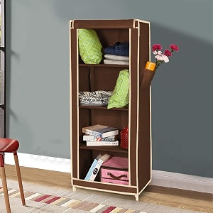 foldon fd140 portable metal frame wardrobe closet brown