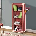 FOLDON FD140 Portable Metal Frame Wardrobe Closet (Maroon)