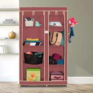 foldable wardrobe 2 door  8 shelves maroon