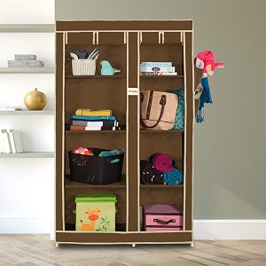 foldable wardrobe 2 door  8 shelves brown