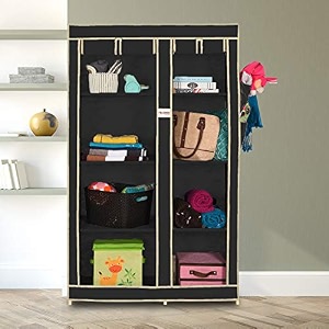 foldable wardrobe 2 door  8 shelves black