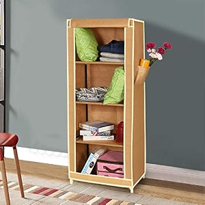 foldable steel wardrobe convenient single door4 shelves red maroon