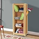 Foldable Steel Wardrobe Convenient Single Door/4 Shelves (Red, Maroon)