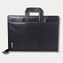 OPUL Premium Document File Folder with Handle- B4 Size (Bigger Than A4 and Legal) - Waterproof Leatherette Document File for Certificates with 2 Outer Pockets (20 Leaves, Modern, Black)