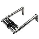 Folding Boat Ladder,2 Step Telescoping Swim Marine Stainless Steel Drop Slide Under Platform Mount Boarding(3 Steps)