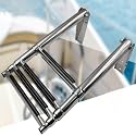 Folding Boat Ladder,2 Step Telescoping Swim Marine Stainless Steel Drop Slide Under Platform Mount Boarding(4 Steps)