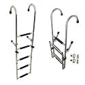 Folding Boat Ladder,4/5/6 Step Inboard, Stainless Steel Telescoping Dock for Marine Yacht Swimming Pool 440lbs Capacity(5 Step(141.6X33CM))