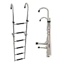 Folding Boat Ladder,4/5/6 Step Inboard, Stainless Steel Telescoping Dock for Marine Yacht Swimming Pool 440lbs Capacity(6 Step(165.4X33CM))