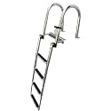 Folding Boat Ladder,4 Step Removable Marine Retractable Boarding Rear Entry Mount, with Extra Large Handrails & Wide Steps