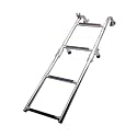 Folding Boat Ladder,Marine Stainless Steel Telescopic 4 Step Boarding for Deck Outboard Swim Platform