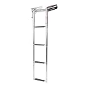 Folding Boat Ladder,Pontoon Foldable Stainless Steel Marine Yacht Ladder/Swim Deck 4 Step Under Platform Telescoping Slide Mount Boarding