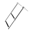 Folding Boat Ladder,Stainless Steel Telescoping Out-Board Swim Ladders 2 Step for Marine Yacht Swimming Dock(58CM)
