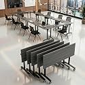 Folding Conference Table with Wheels, Mobile Flip-Top Training Table, Modular Space-Saving Meeting Table for Office, Classroom, Seminar, Library,Grey,55IN,30